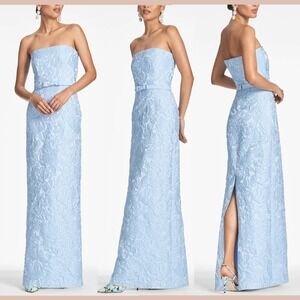 NWT $895 Sachin & Babi [ 0 ] Strapless Jacquard Belted Column Sophia Gown #J2125
